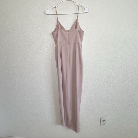 Shona Joy Dress Size 2 Midi Tulip Pink Core Long Ruched Cocktail Bridesmaid Ac2 - Picture 5 of 7